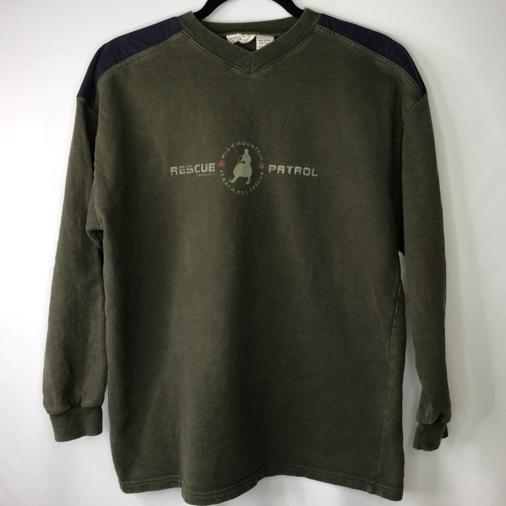 Vtg 90’s Bugle Boy Youth Size XL Sweatshirt Rescue Patrol Green Retro ***READ